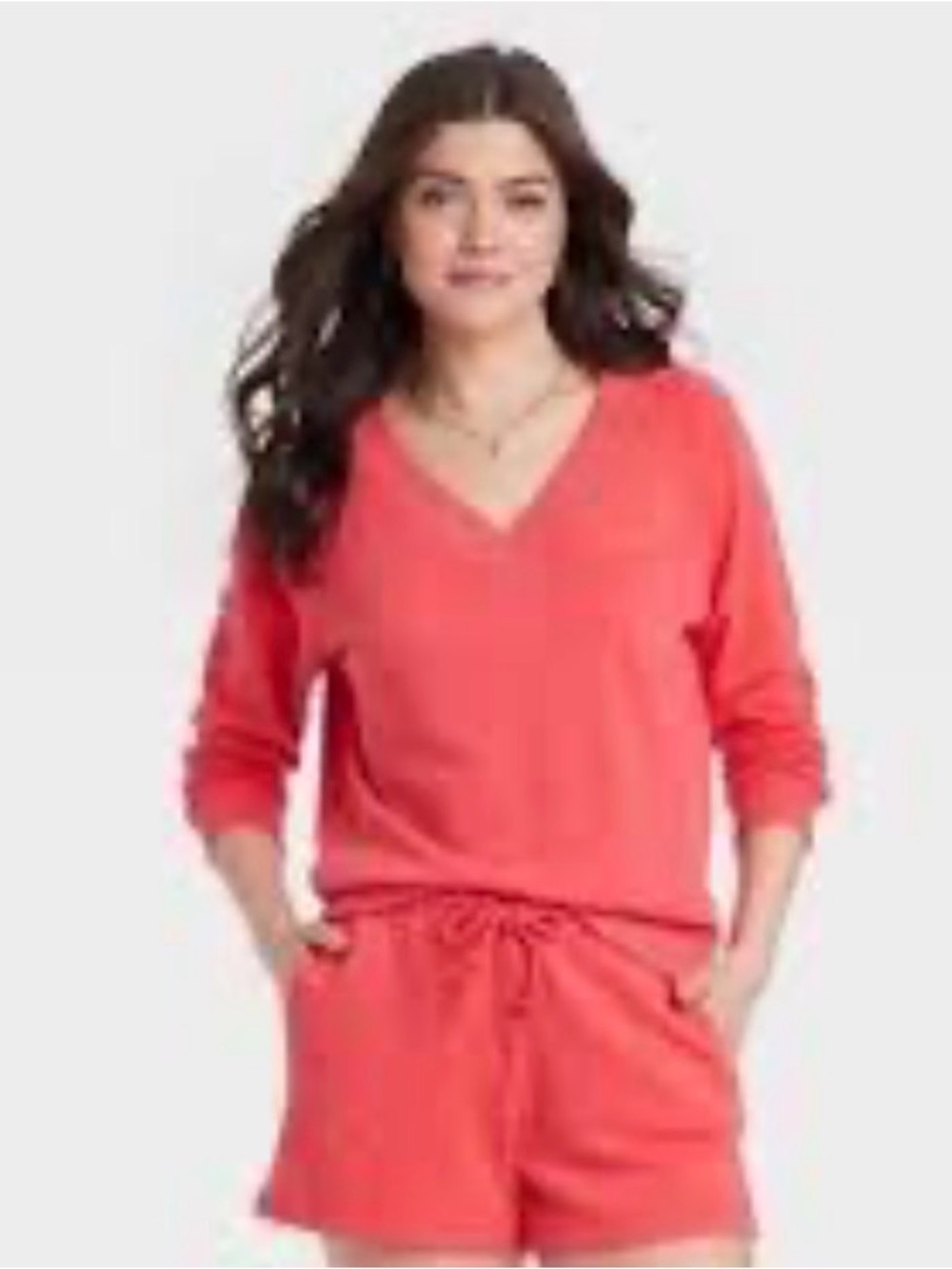 Universal Thread Coral V-Neck Shorts Set